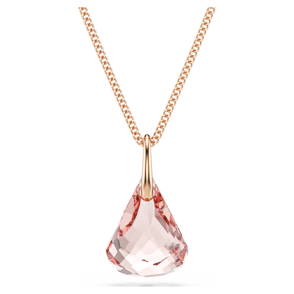 Lunar drop pendant, Pink, 18K rose gold finish | Swarovski