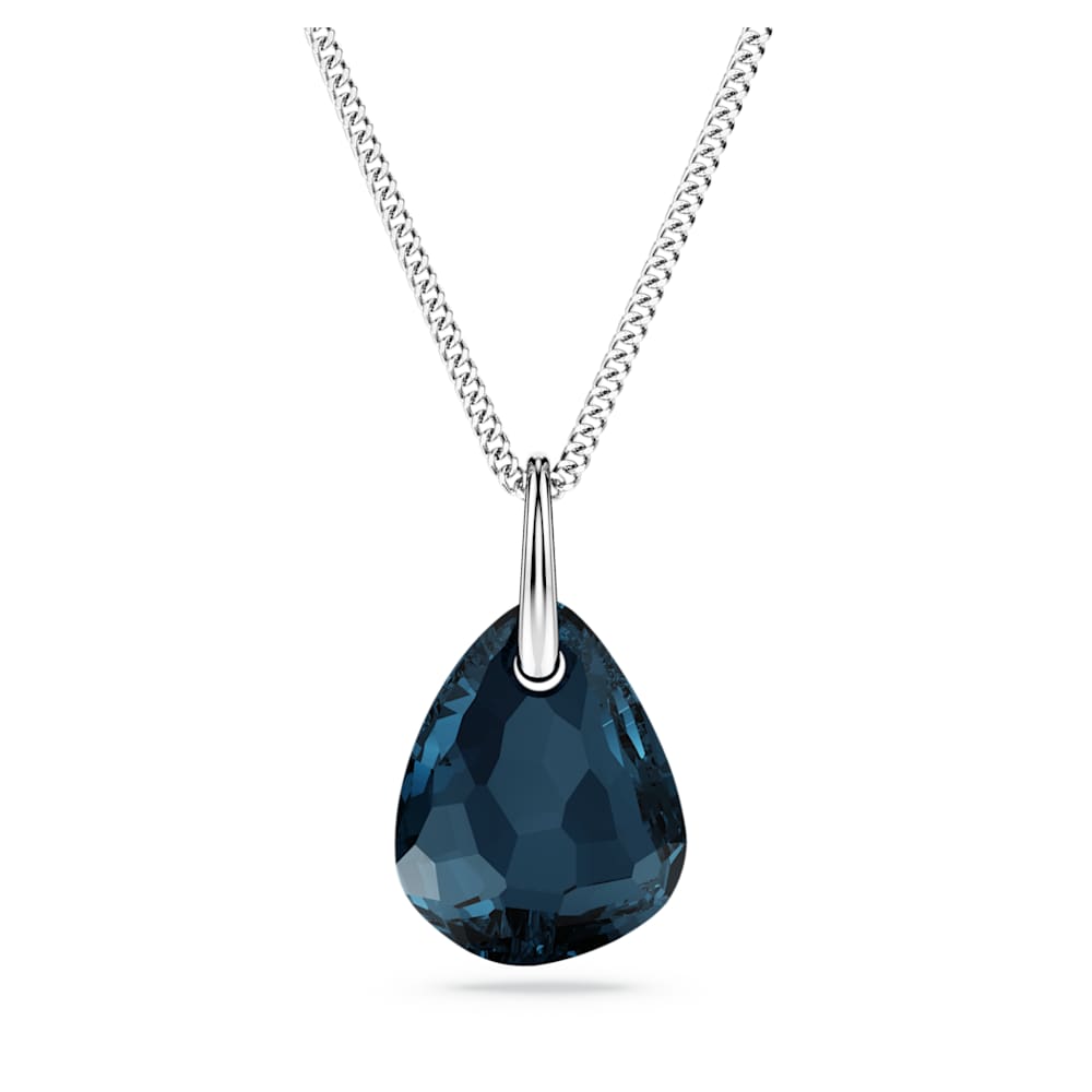Galet pendant, Blue, Rhodium plated | Swarovski