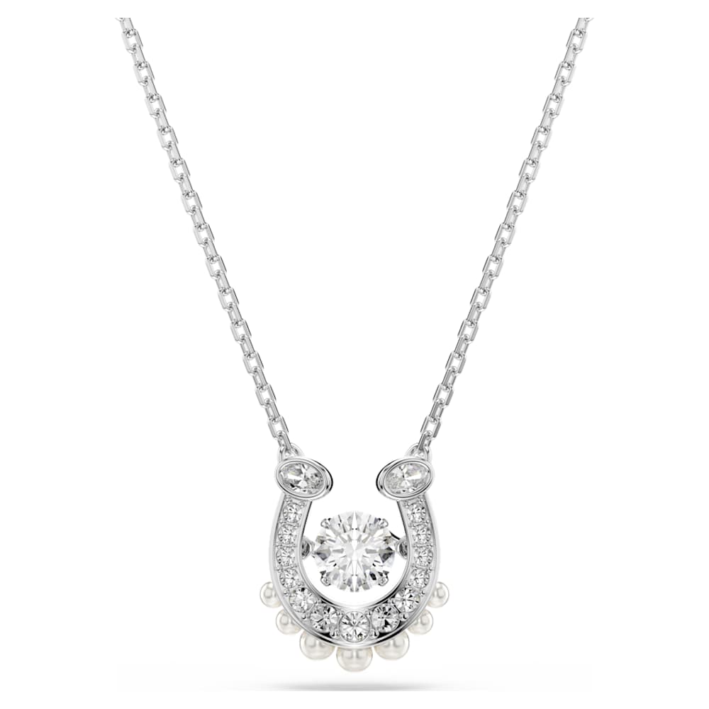Symbolica pendant, Crystal pearl, Round cut, Pavé, Horse shoe