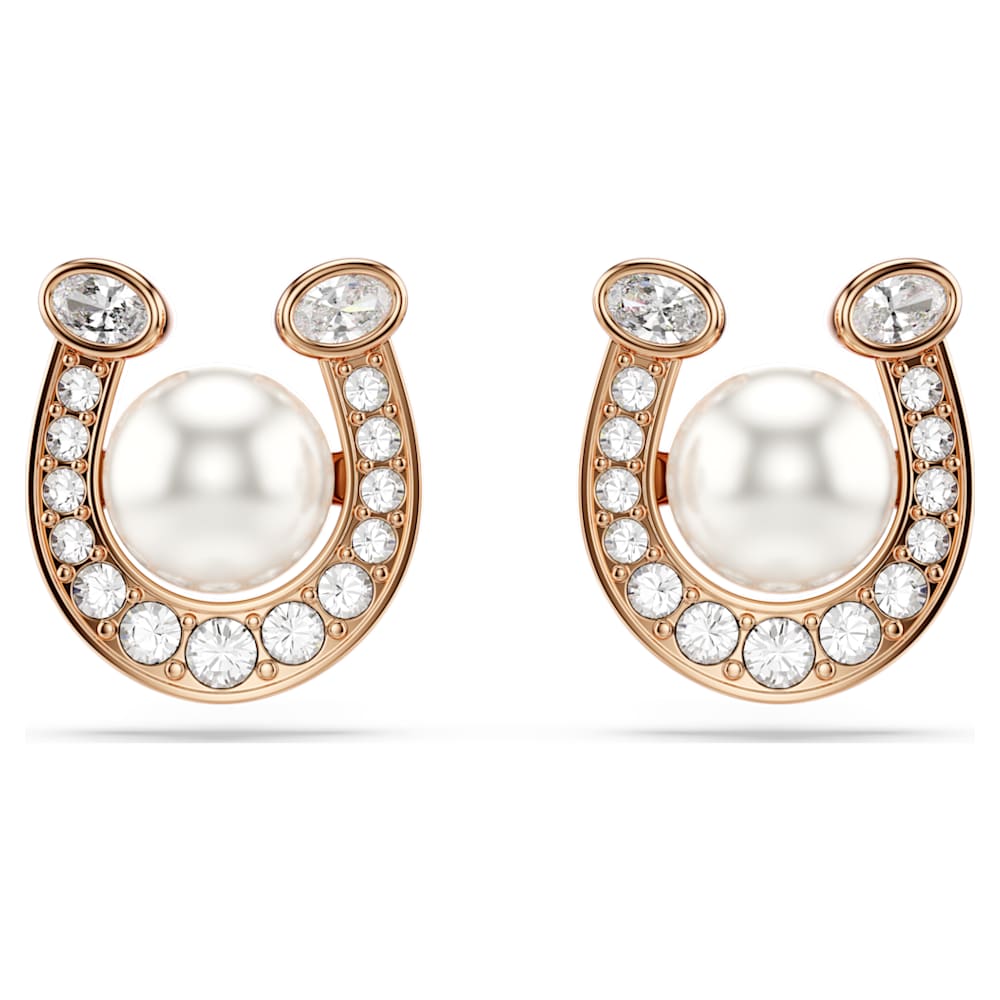 Swarovski ゴールドアイコンデザインピアス Symbolica スタッドピアス, クリスタル・パール, パヴェ, 蹄鉄