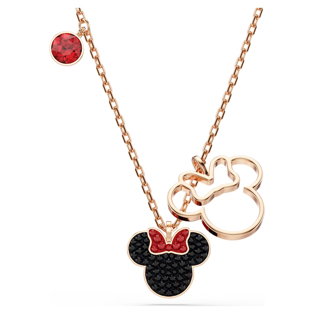 Mickey & Minnie pendant, Multicolored, Rose gold-tone plated