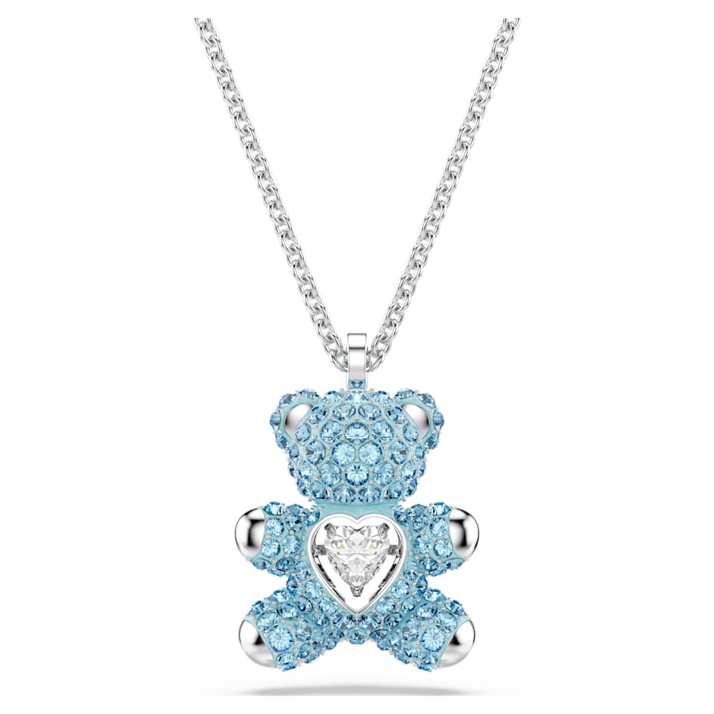 Teddy ペンダント, クマ, ブルー, ロジウム・プレーティング | Swarovski
