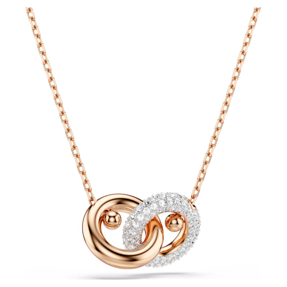 Dextera pendant, Round cut, White, Rose gold-tone plated | Swarovski