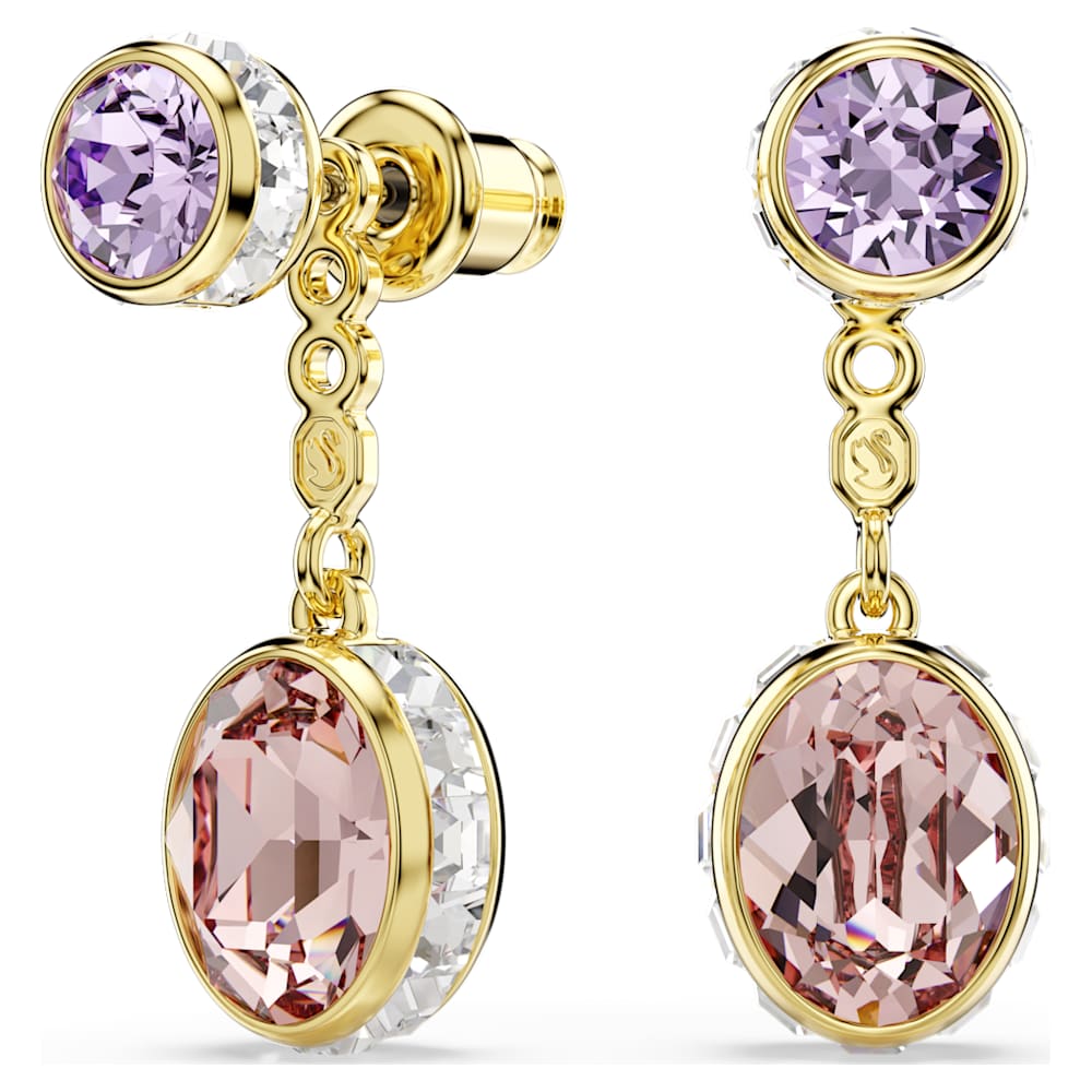 Chroma drop earrings, Mixed cuts, Multicolored, Gold-tone plated
