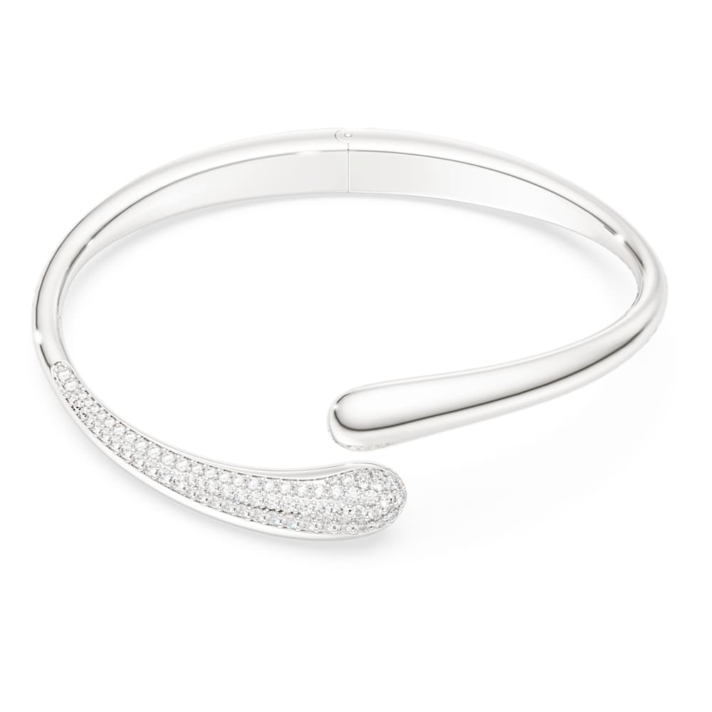 スワロフスキーバングル Swarovski Classica バングル, 交差, ラウンドカット, ホワイト