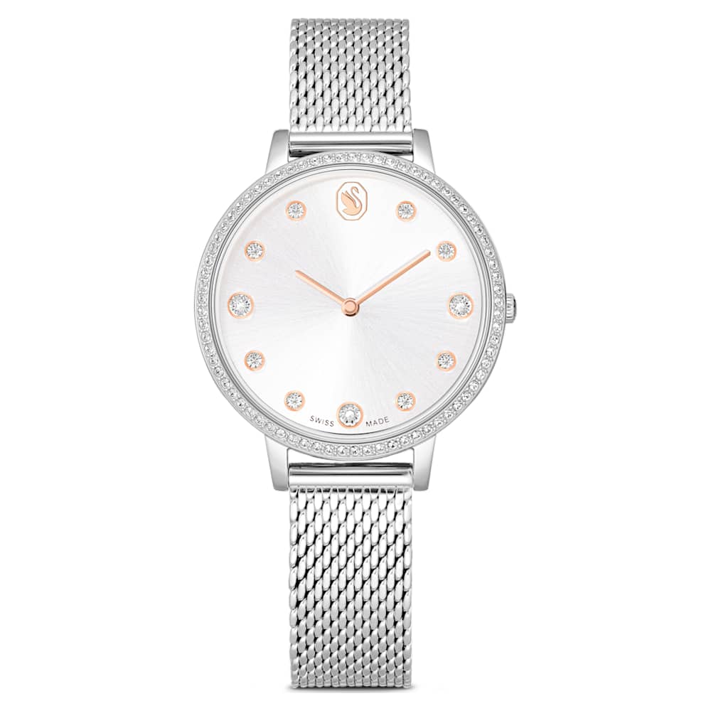 SWAROVSKI 腕時計 シルバー Clarica ウォッチ, スイス製, メタルブレスレット, シルバー系