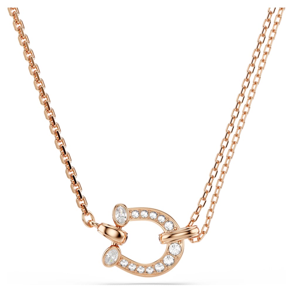Symbolica pendant, Pavé, Horse shoe, White, 18K rose gold finish