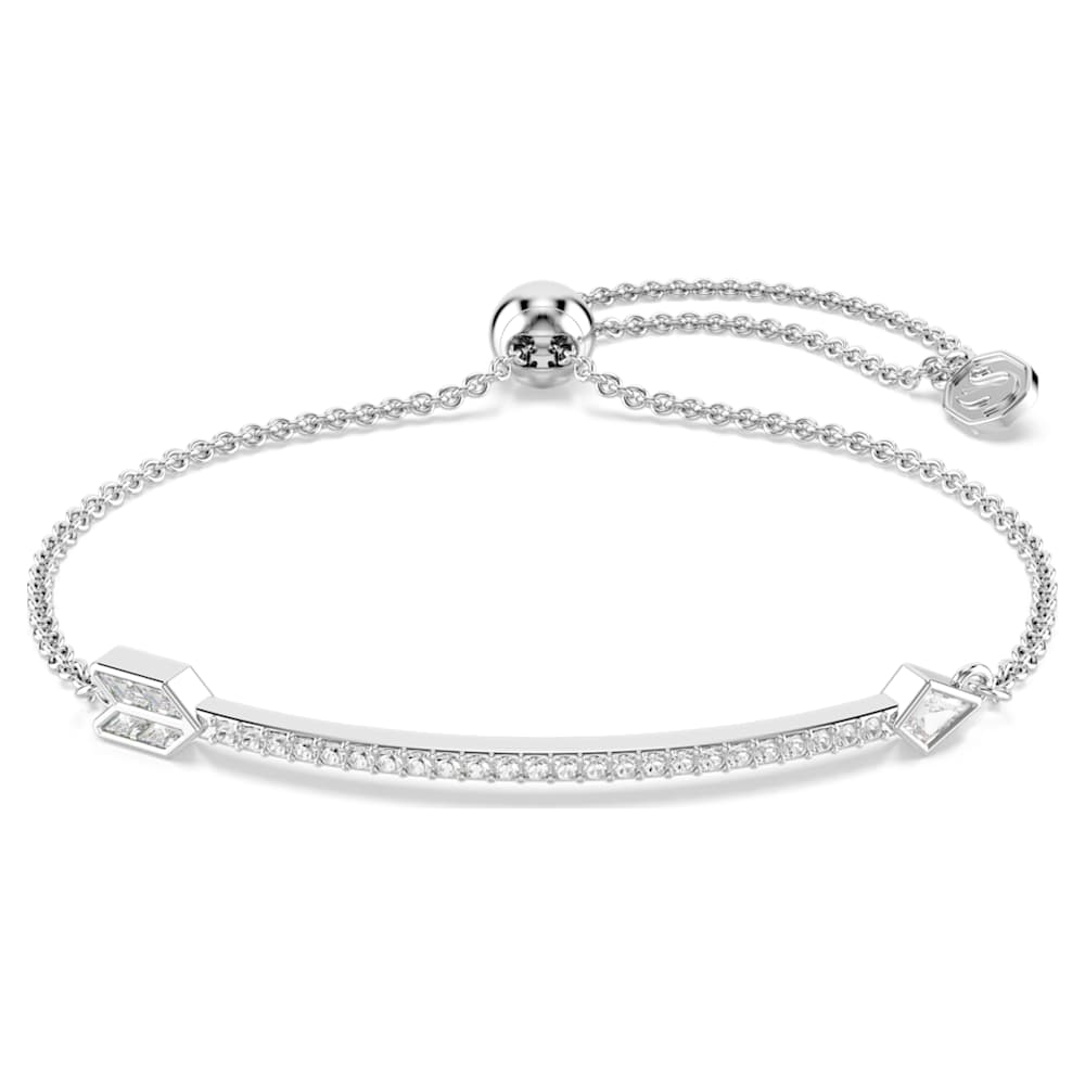 Idyllia bracelet, Mixed cuts, Arrow, White, Rhodium plated | Swarovski