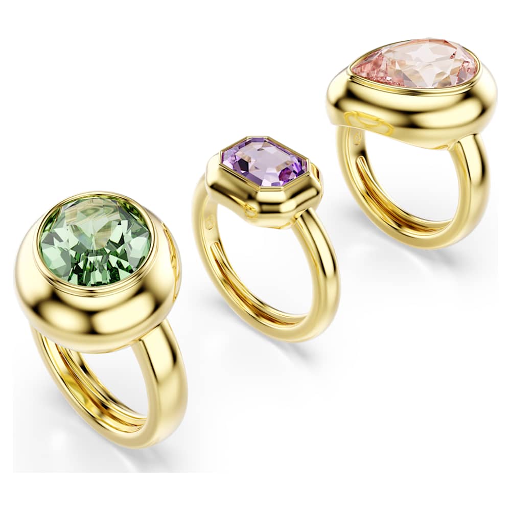 Gema motif ring, Set (3), Multicolored, 18K gold finish | Swarovski