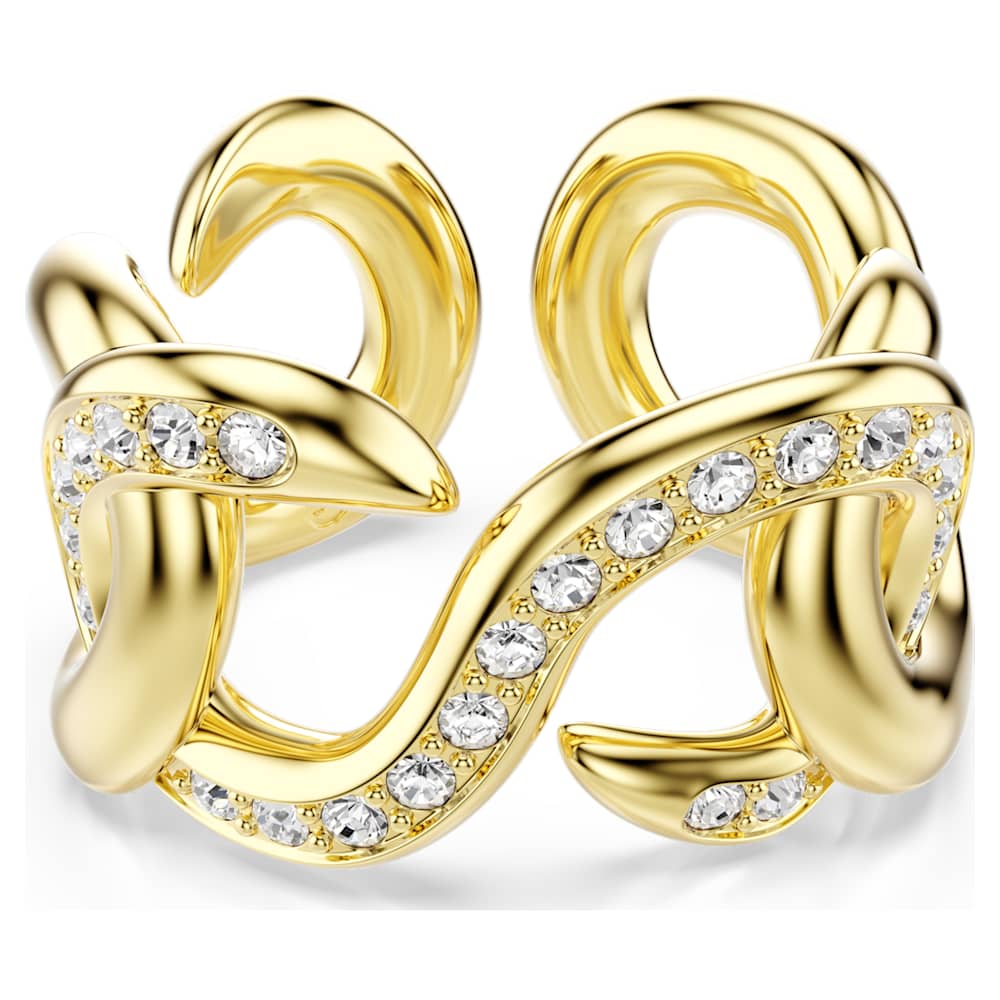 スワロフスキー　Dextera リング　58 Dextera open ring, Round cut, White, 18K gold finish | Swarovski