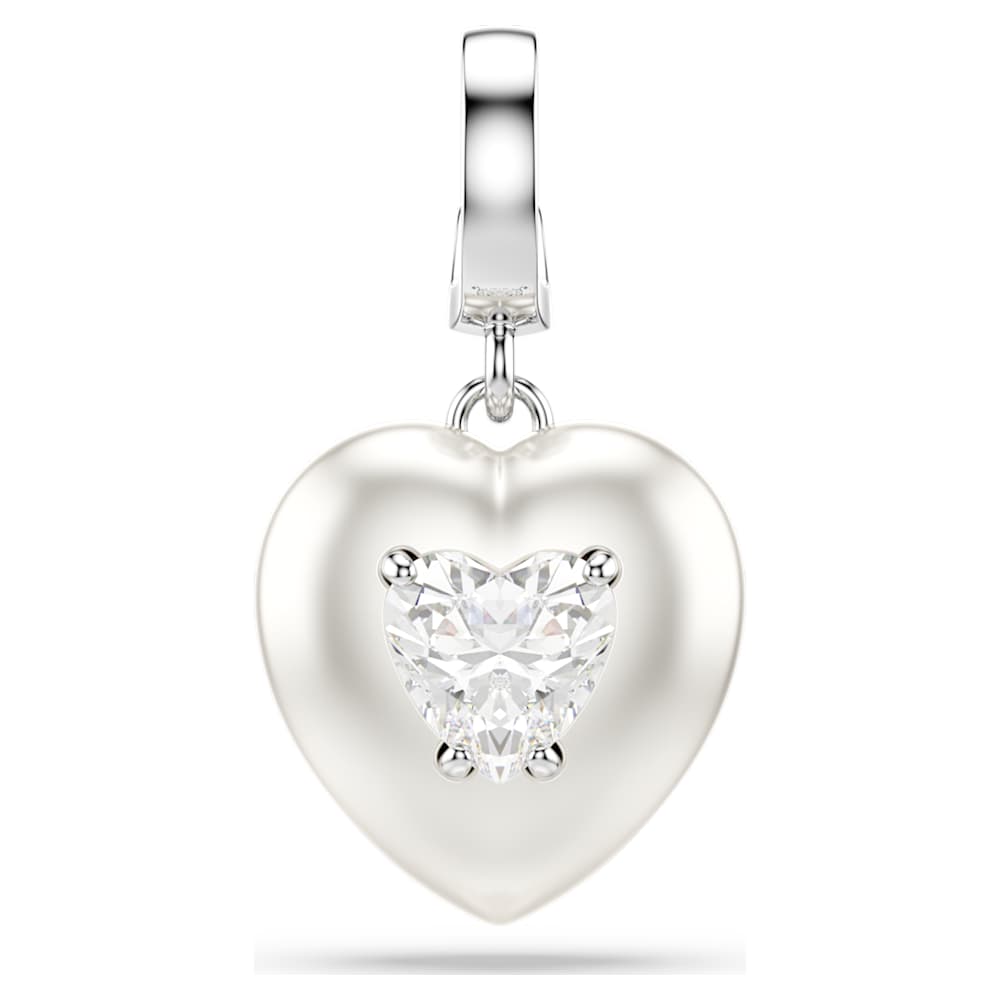 Idyllia charm, Mixed cuts, Pearl-colored coating, Heart, White