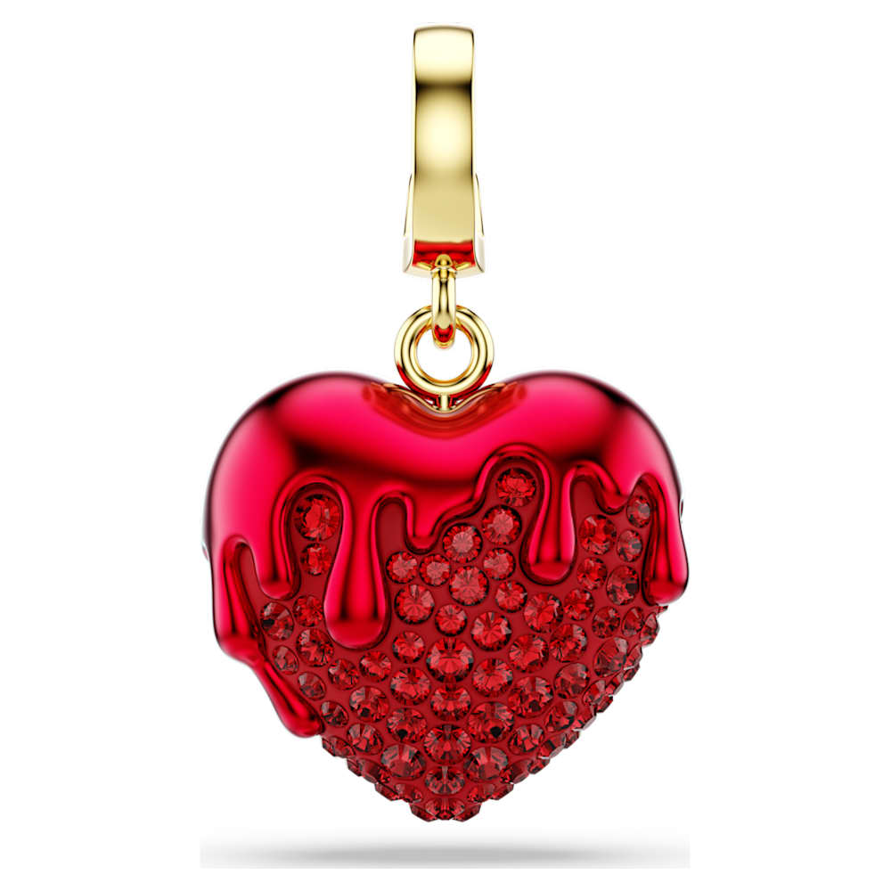 Idyllia charm, Round cut, Heart, Red, Gold-tone plated | Swarovski