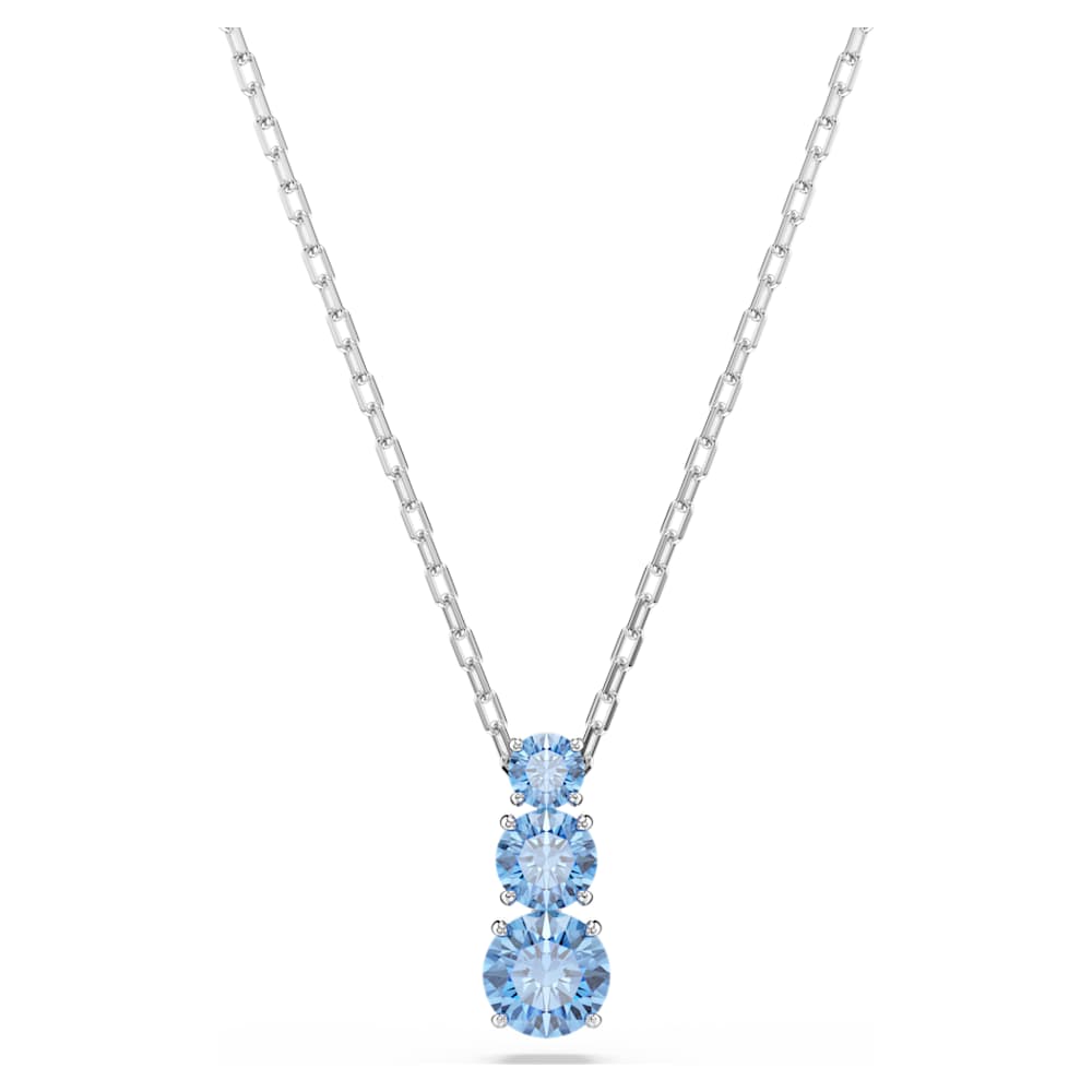 Stilla Attract pendant, Round cut, Blue, Rhodium plated | Swarovski