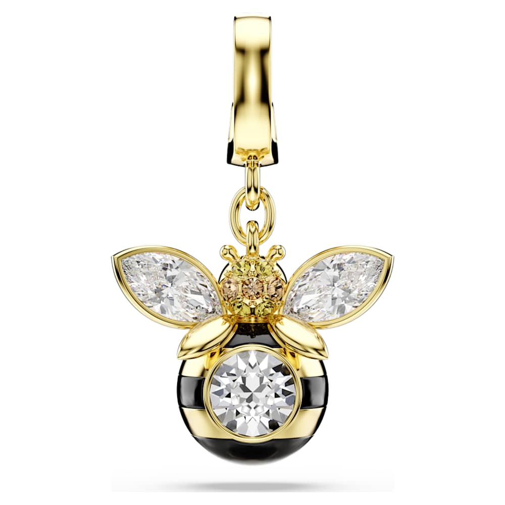 Idyllia charm, Mixed cuts, Bee, Multicolored, 18K gold finish