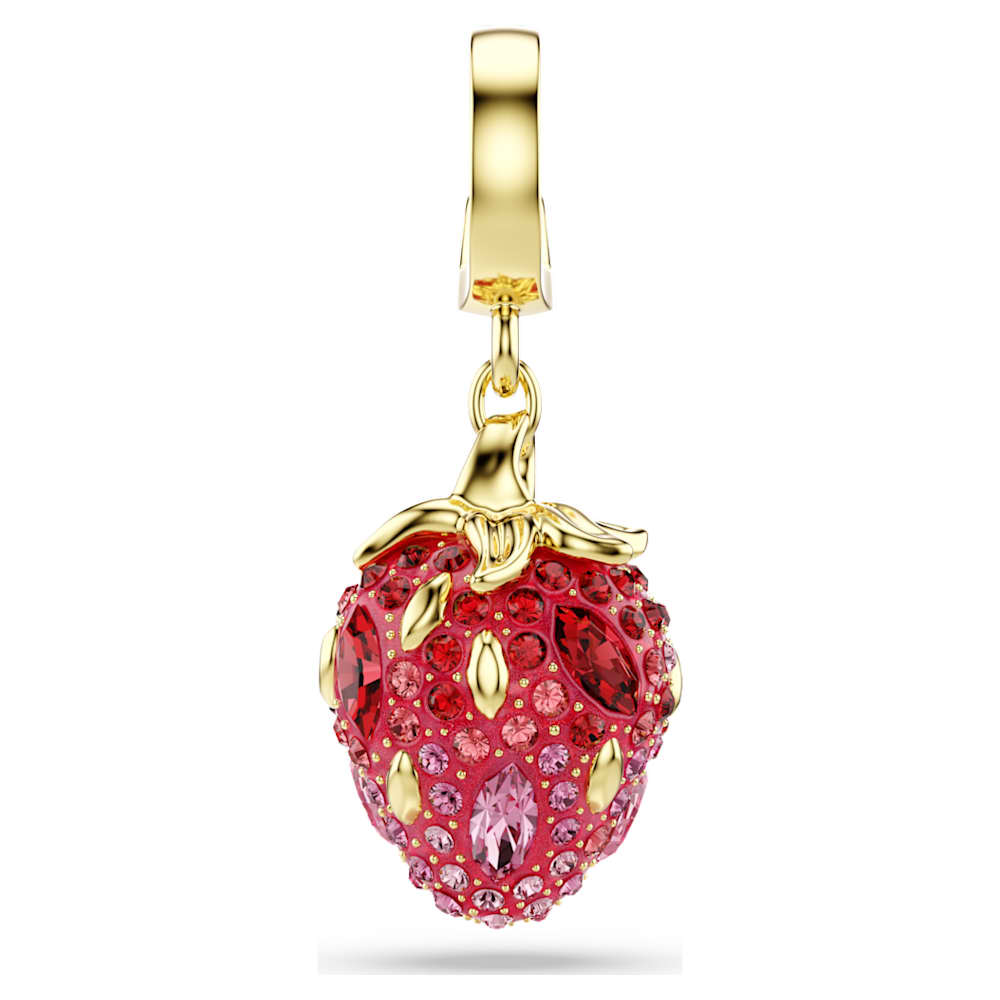 Idyllia charm, Mixed cuts, Strawberry, Red, Gold-tone plated