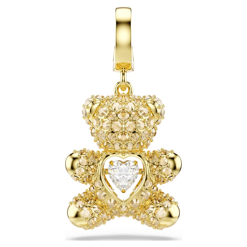 SWAROVSKI 熊 Idyllia charm, Mixed cuts, Teddy, Gold tone, Gold-tone plated
