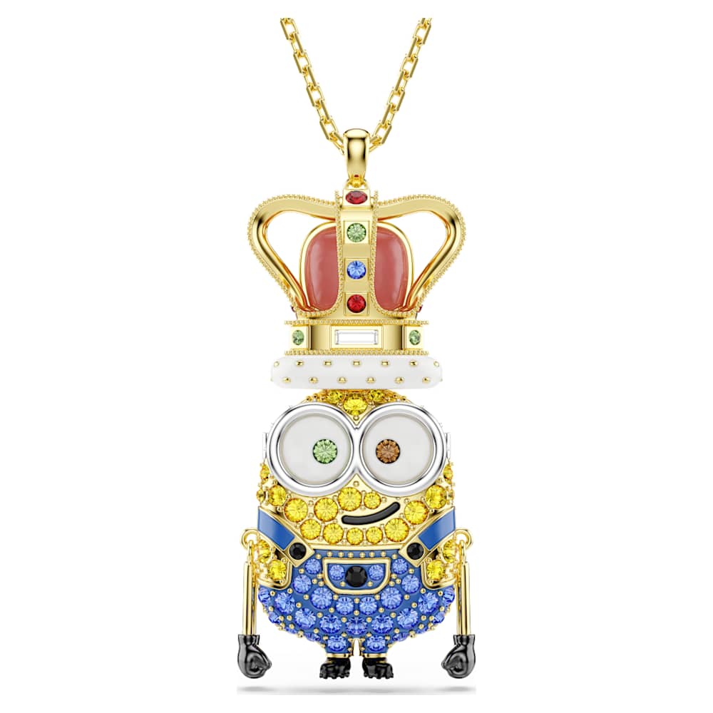 Minions King Bob pendant, Pavé, Multicolored, Gold-tone plated