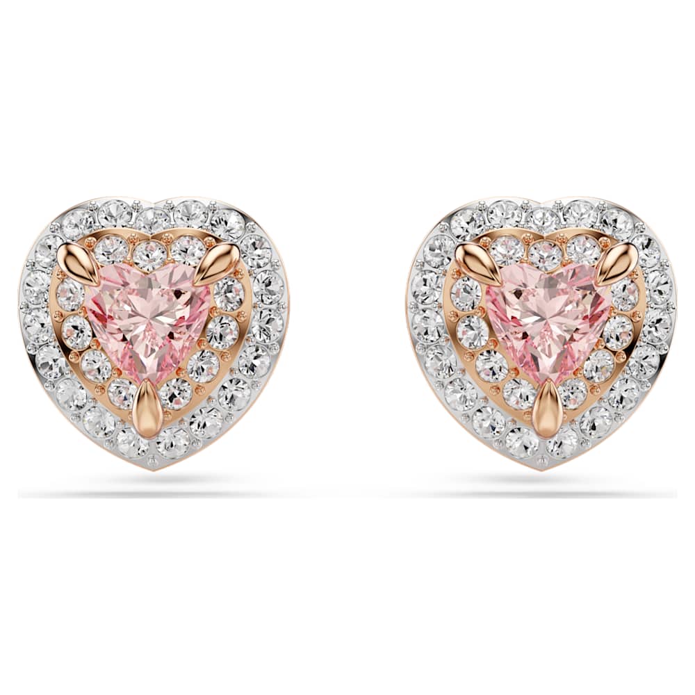 One スタッドピアス, ハートカット, パヴェ, ハート, ピンク, ミックス