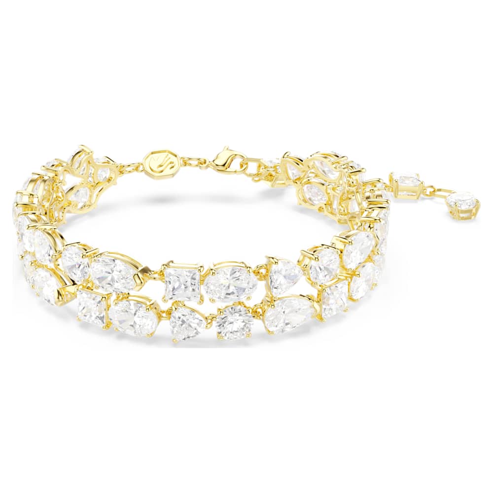 Mesmera bracelet, Mixed cuts, White, Gold-tone plated | Swarovski