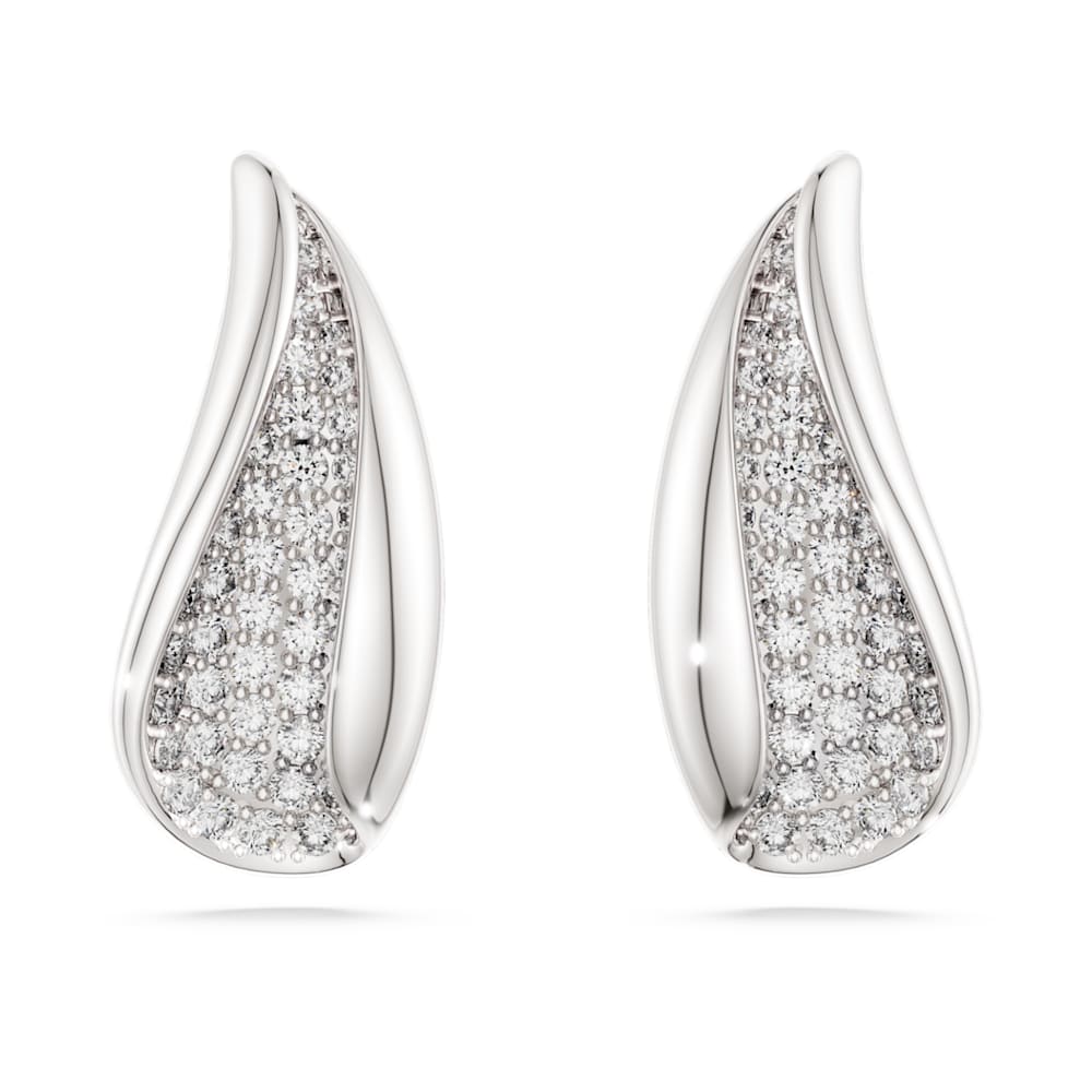 Swarovski Classica ドロップピアス, ラウンドカット, ホワイト