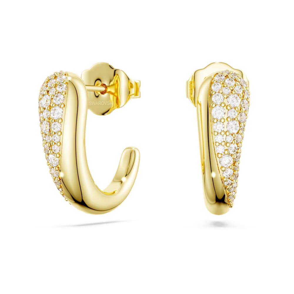 Swarovski Classica フープピアス, ラウンドカット, ホワイト