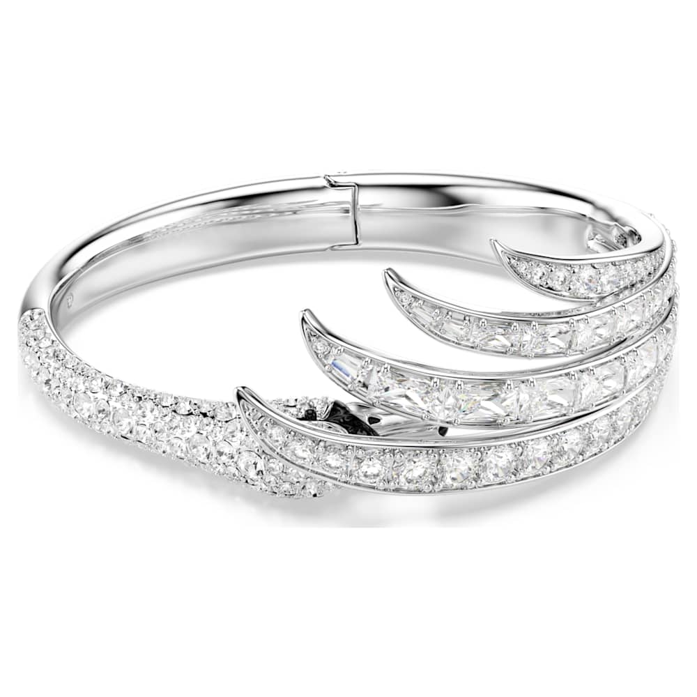 Vienna bangle, Mixed cuts, Swan, White, Rhodium plated | Swarovski