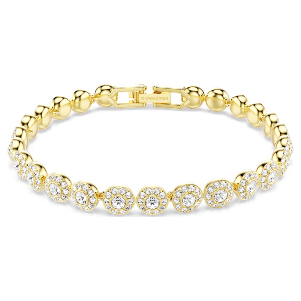 Una Angelic bracelet, Round cut, White, 18K gold finish | Swarovski