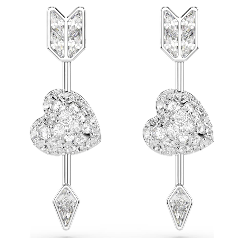SWAROVSKI　Idyllia ブルーハート　シルバーカラー　ピアス Idyllia drop earrings, Mixed cuts, Heart with arrow, White