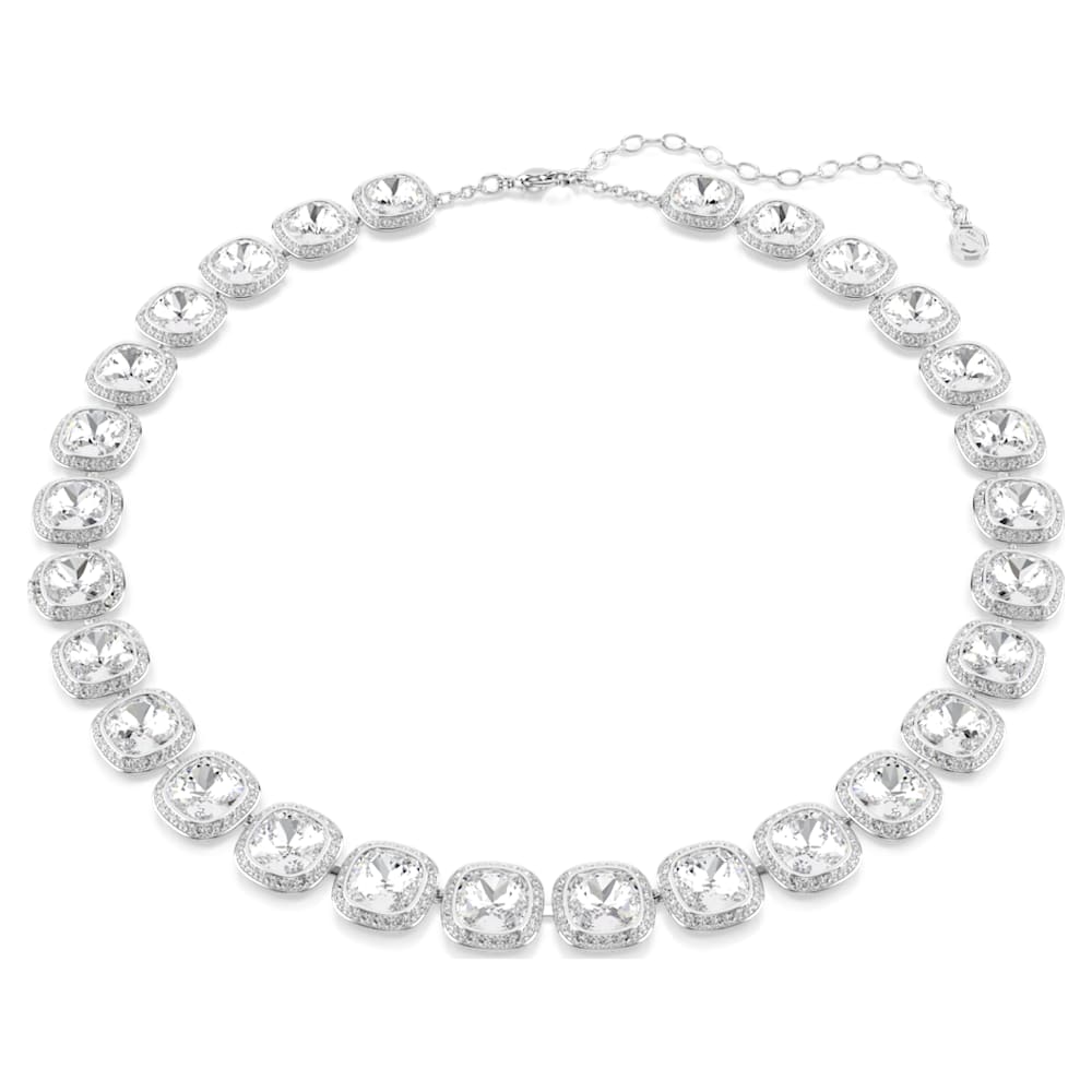 Una Angelic necklace, Cushion cut, White, Rhodium plated | Swarovski