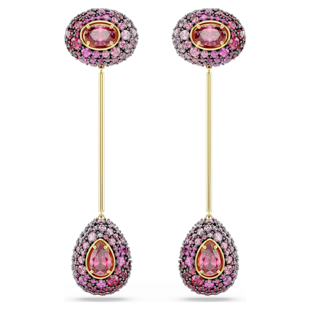 Sublima drop earrings, Pear cut, Red, 18K gold finish | Swarovski