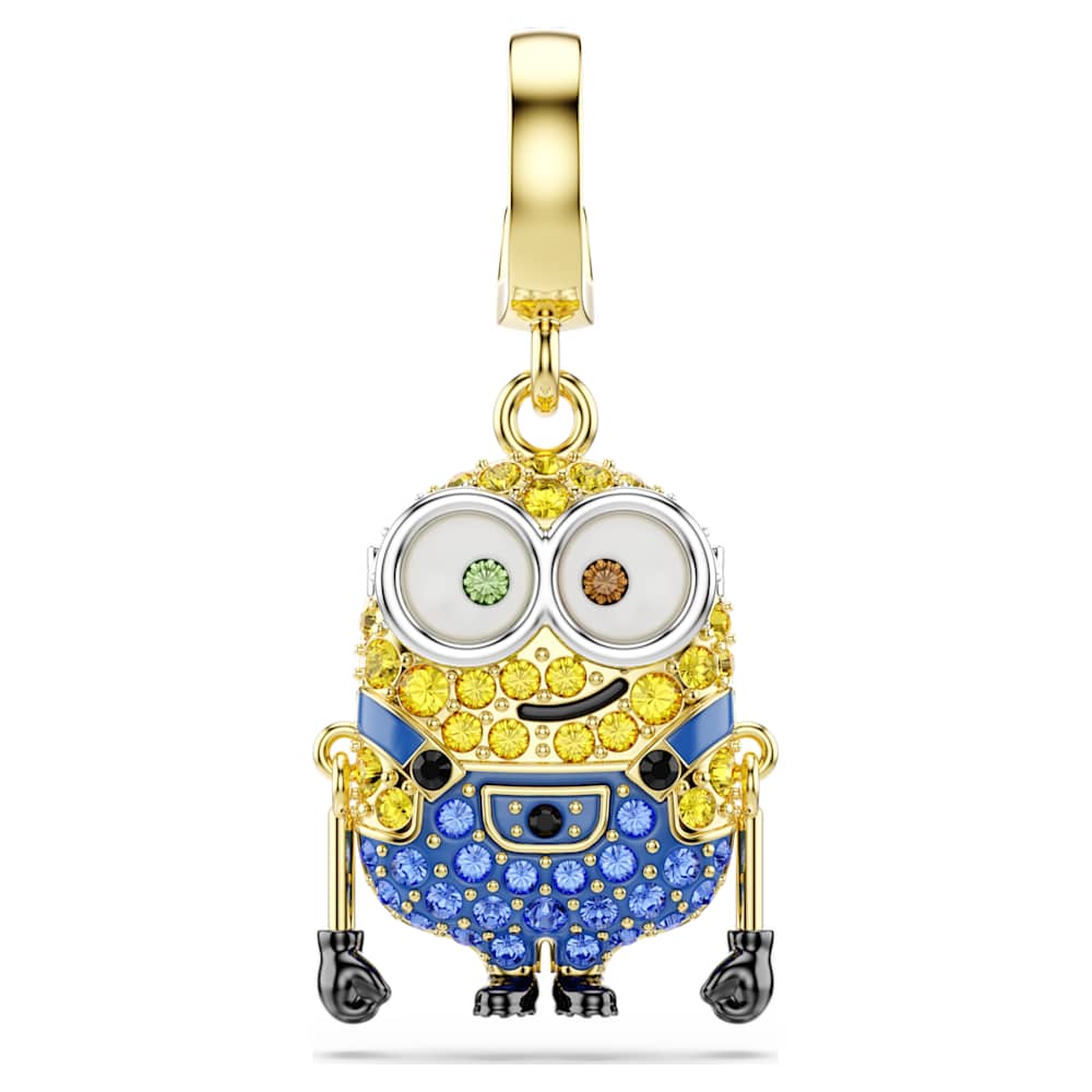 Minions Bob charm, Pavé, Multicolored, 18K gold finish | Swarovski