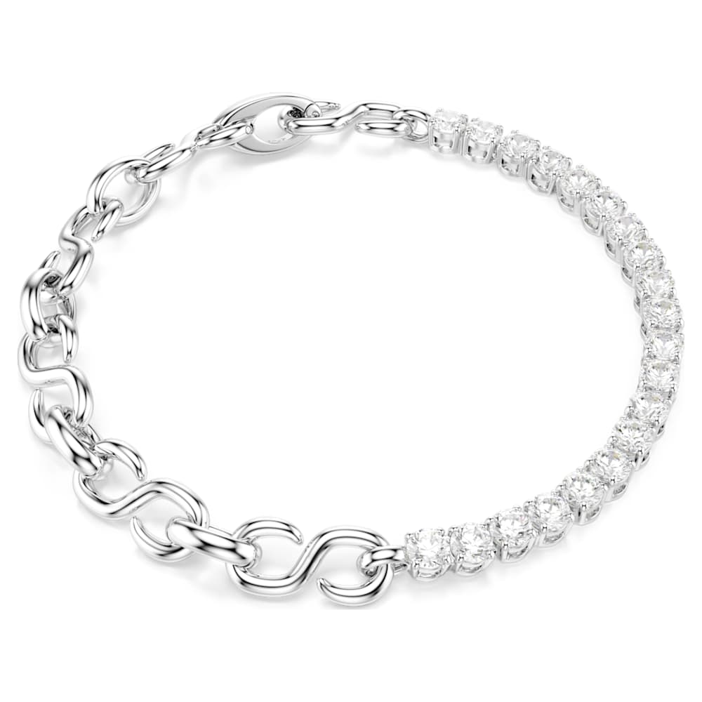 Matrix bracelet, Round cut, White, Rhodium plated | Swarovski