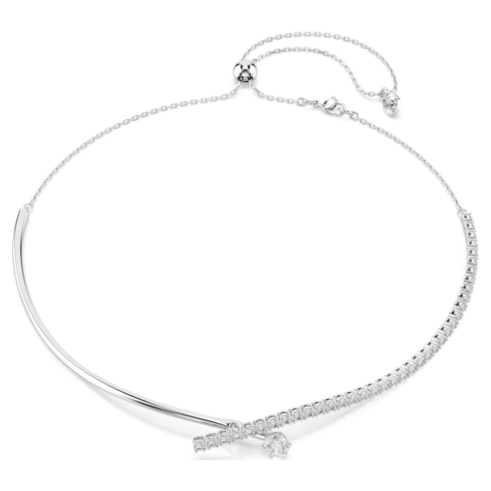 Colier Matrix, Tăietură rotundă, Alb, Placat cu rodiu | Swarovski