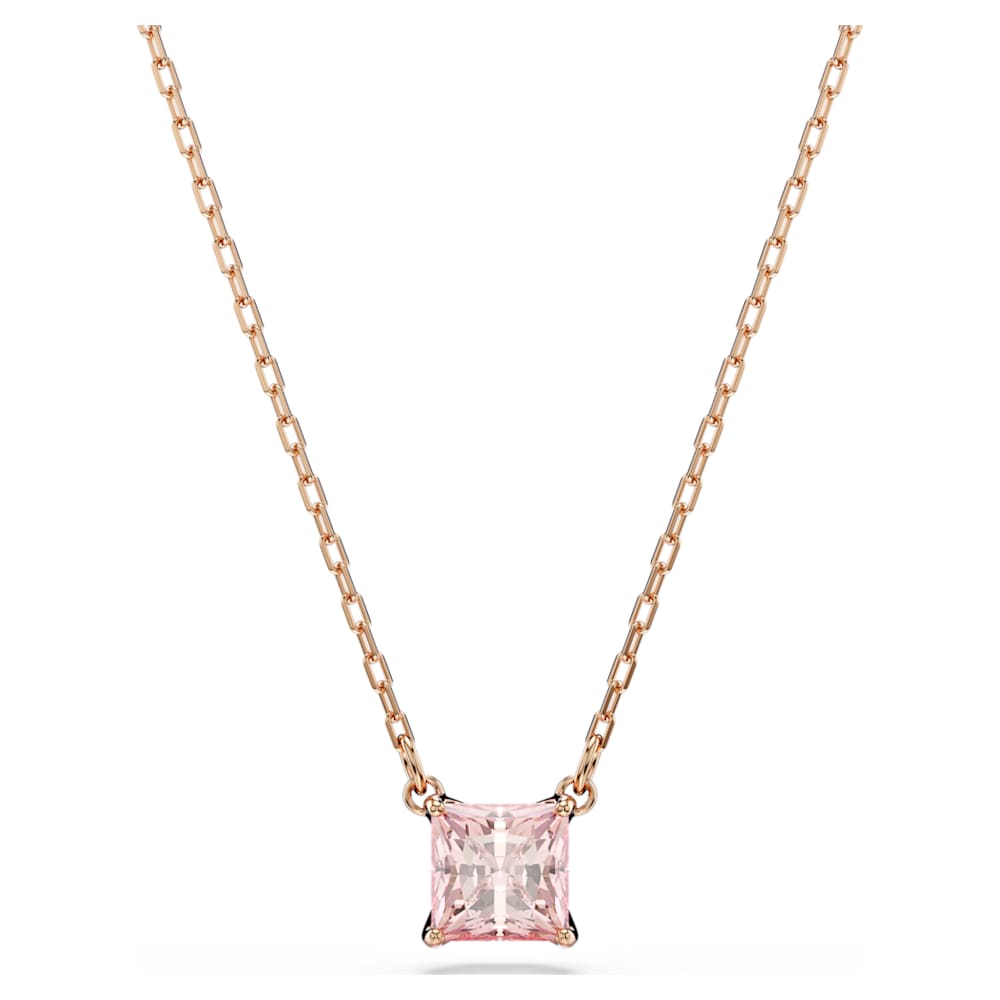Swarovski ネックレス　stilla Stilla pendant, Square cut, Pink, 18K rose gold finish | Swarovski