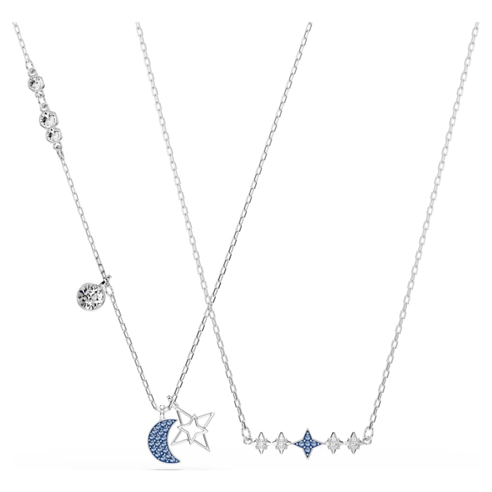 期間緊急セール！再値下げ！SWAROVSKI シンボリック ムーン ネックレス Symbolica necklace, Round cut, Moon, Blue, Rhodium plated | Swarovski