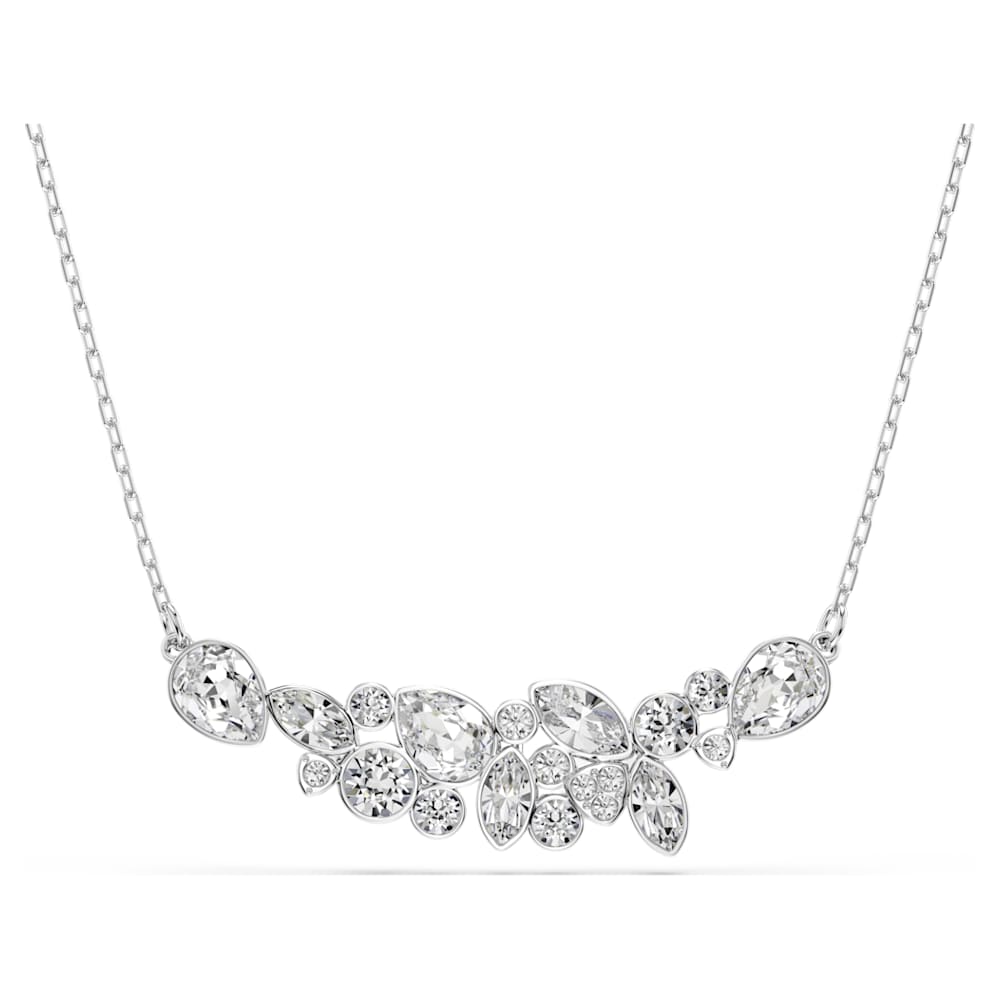 Diapason necklace, Mixed cuts, White, Rhodium plated | Swarovski