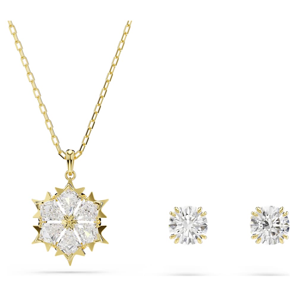 Magic set, Set (2), Mixed cuts, Snowflake, White, 18K gold finish