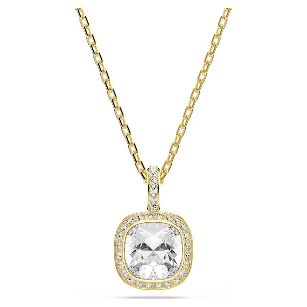 Una Angelic pendant, Cushion cut, White, 18K gold finish | Swarovski