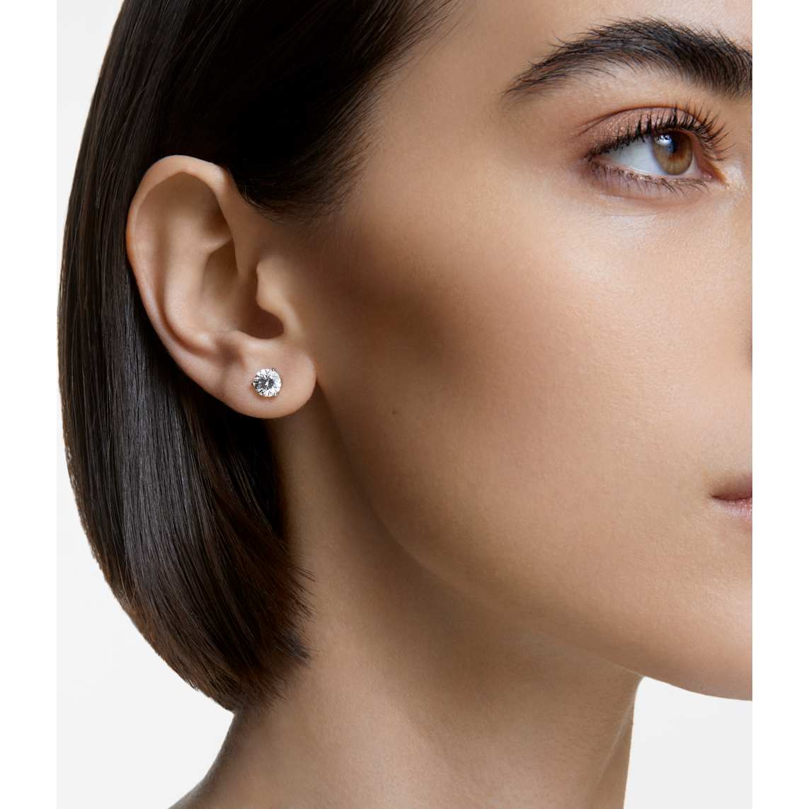 Solitaire Pierced Earrings White Rhodium Plated Solitaire Pierced Earrings White Rhodium Plated