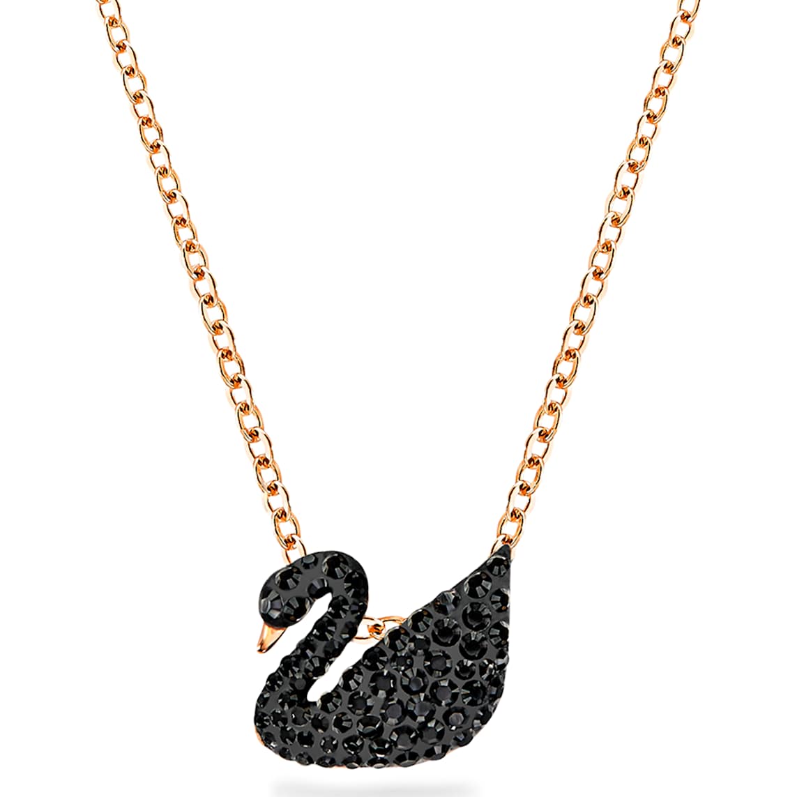 Swarovski Iconic Swan Pendant Black Rose Gold Tone Plated