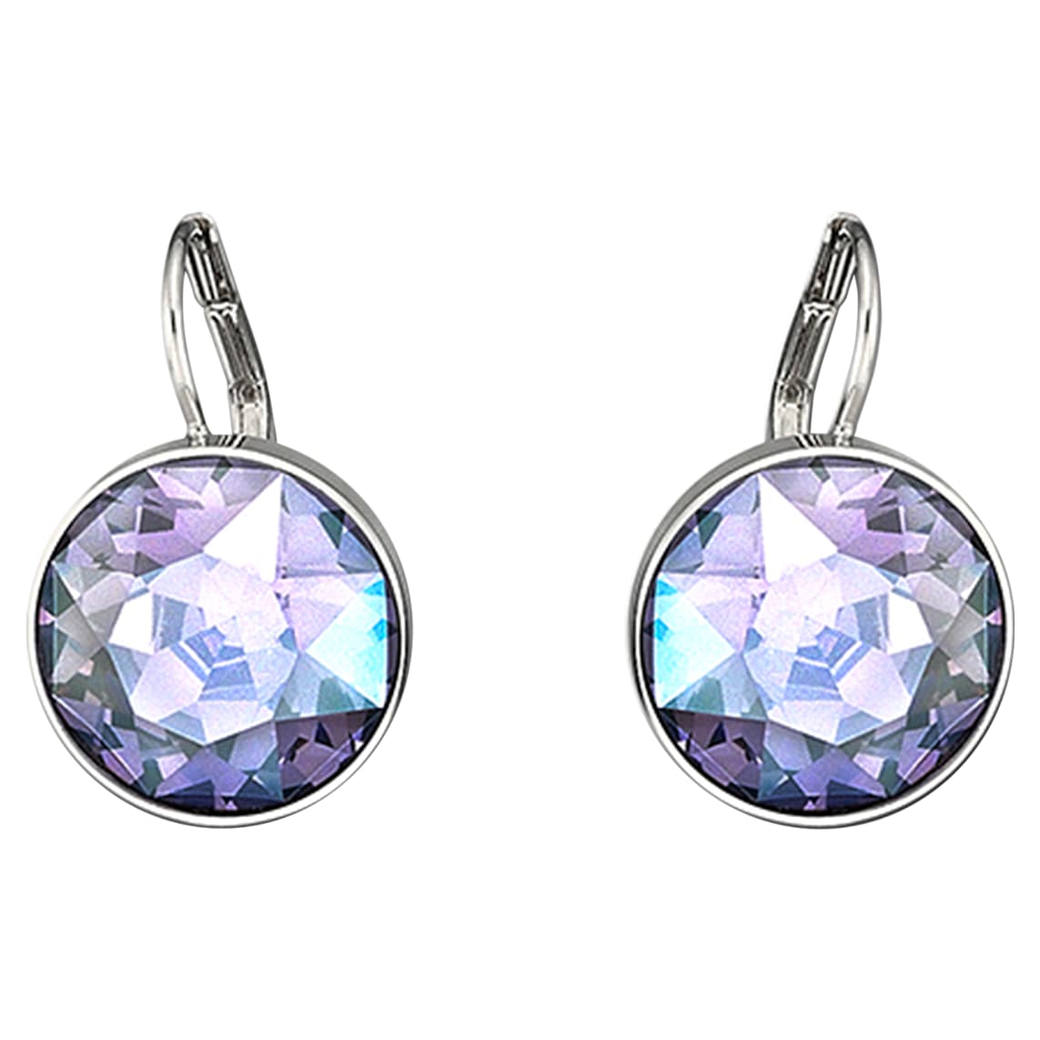 Bella Pierced Earrings, Purple, Rhodium plated