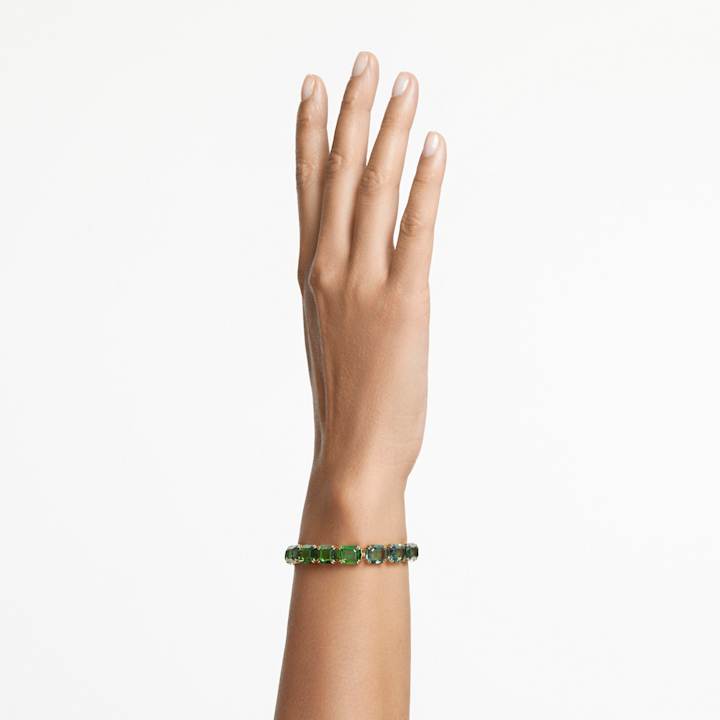 クリスタルをあしらったグリーンブレスレット（メンズ・レディース