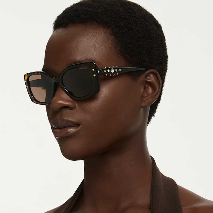 Swarovski ブラック ラウンド サングラス サングラス｜スワロフスキー