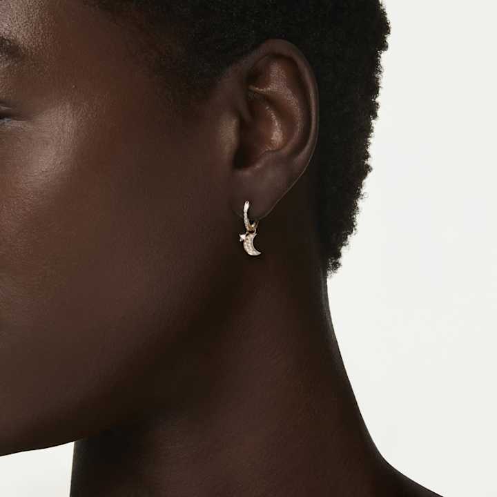 Swarovski 月型ピアス ブラッククリスタル ムーンジュエリー｜ムーンリング＆イヤリング＆ネックレス