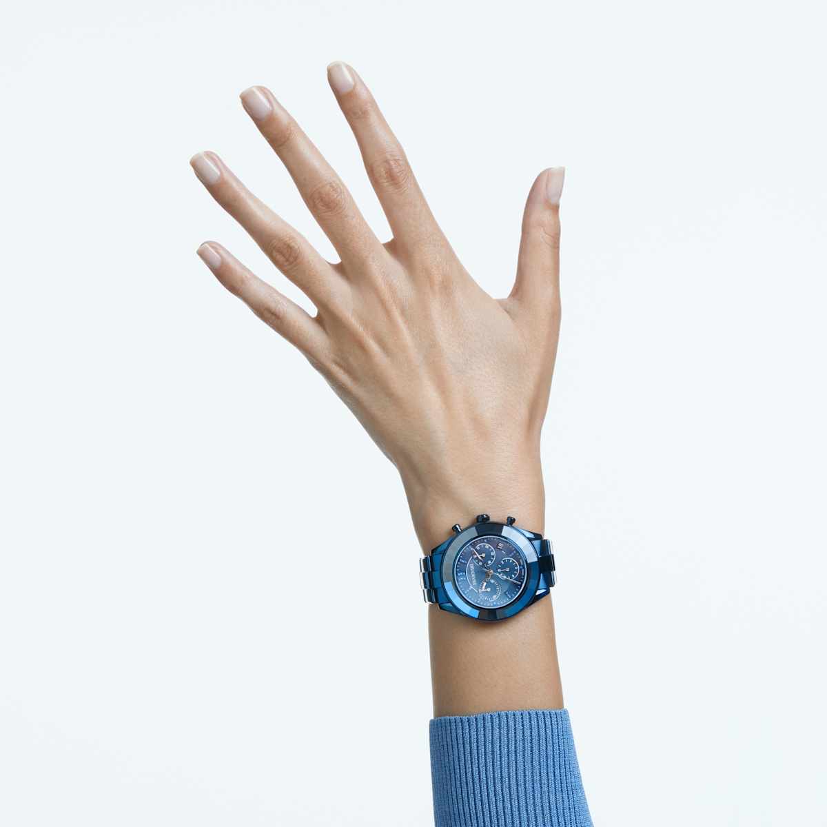 Swarovski Octea Lux Sport Chronograph Blue Dial Silver Steel Strap Watch for Women - 5610481 main image 0