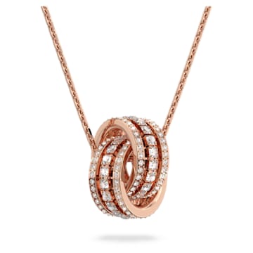 스와로브스키 목걸이 Swarovski Further pendant, Intertwined circles, White, Rose gold-tone plated