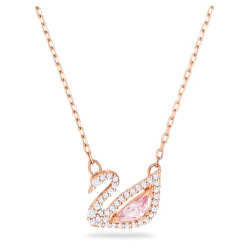 스와로브스키 Swarovski Dazzling Swan necklace, Swan, Pink, Rose gold-tone plated