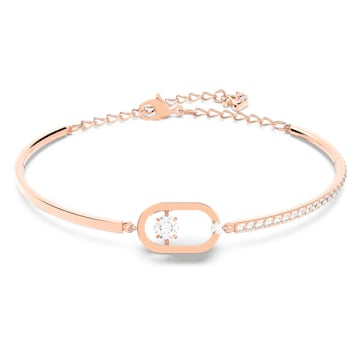 스와로브스키 Swarovski Sparkling Dance bracelet, Round cut, Oval shape, White, Rose gold-tone plated