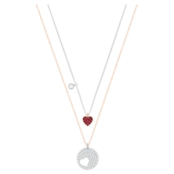스와로브스키 Swarovski Crystal Wishes pendant, Set (2), Heart, Red, Mixed metal finish