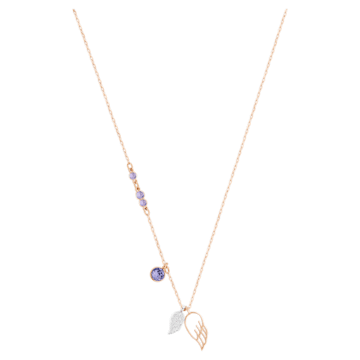 스와로브스키 Swarovski Symbolic pendant, Wing, Purple, Rose gold-tone plated